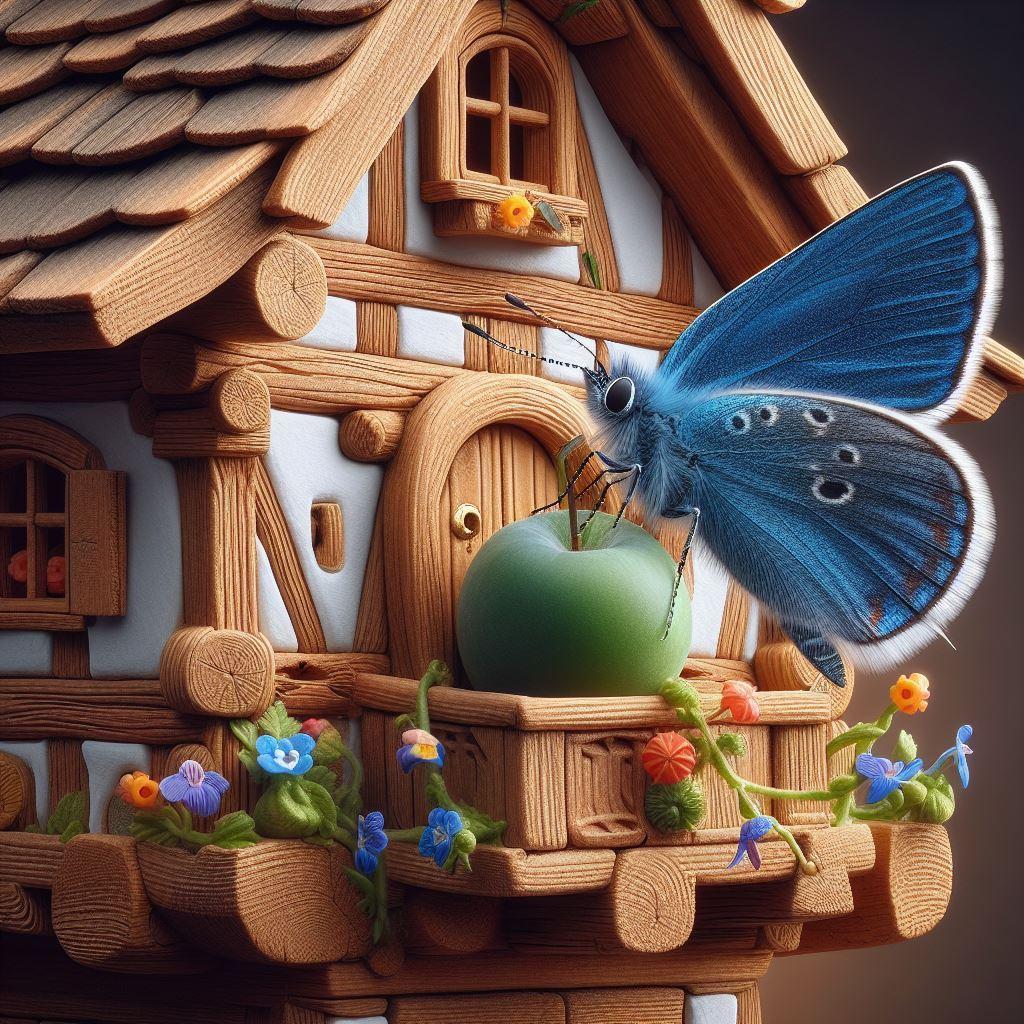 Bild mit Insektenfraß an einem Fachwerkhaus I